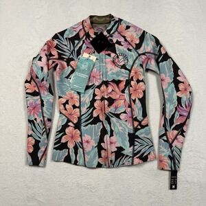 Billabong Wetsuit Jacket Surf Capsule Peeky Floral Zip Top Blue Women's Medium